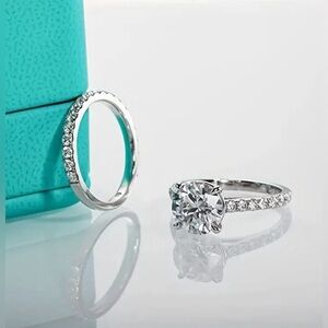 Crystal Pavé Solitaire Engagement Ring in Silver